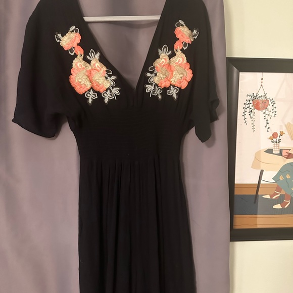 Cleobella jumpsuit size M black with flowers! Super cute! Like new - Picture 4 of 6